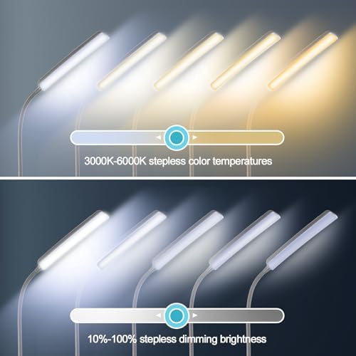 Dimunt LED Floor Lamp, Stepless Adjustable 3000K-6000K Colors, Grey