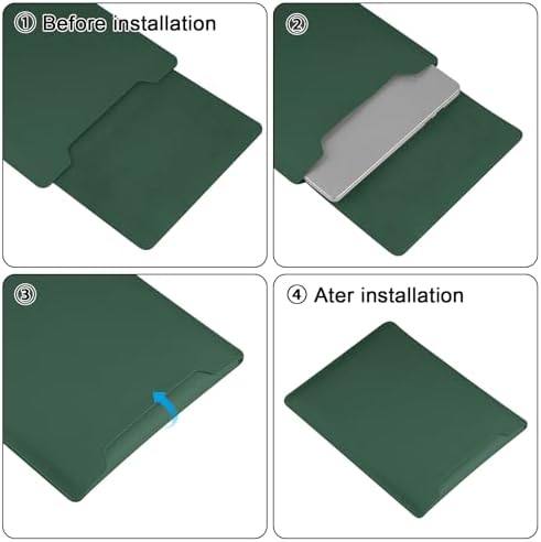 HoYiXi 15.6" Laptop Sleeve Case PU Leather with Stand Compatible with MacBook Pro 16/15.4'' MacBook Pro 15, Mac Air 15/ Dell, Matebook,Asus,15-16'' Laptop Bag,(Patent Pending),Dark Green