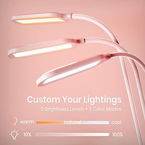 AXX Pink Cute Desk Lamp with USB Charging Port for Kids Teen Girls Women