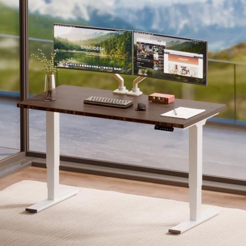 SANODESK Solid Bamboo Dual Motor Standing Desk, 220 lbs, 48×24
