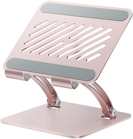 tounee Tablet Holder Stand, Dual Rod Adjustable Aluminum Desktop Stand, Compatible with 4.7-16.9" iPads, Surface Tablets, Portable Monitor, Kindle and More (Rose Gold)