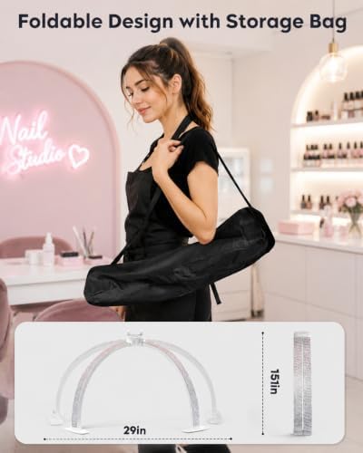 UBeesize 29" Foldable Half Moon Nail Lamp with Phone Holder, CRI95, 4700LM