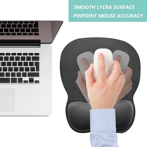 Mouse Pad with Wrist Support, Ergonomic Mousepad with Comfortable Memory Foam Wrist Rest Cushion, Relieve Wrist Pain, Non-Slip Rubber Base Gaming Mice Pad for Home Office Computer Laptop, Grey