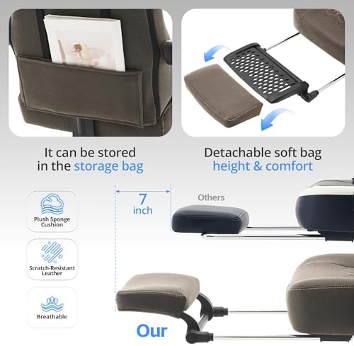 Gaming Chair Breathable Leather with Pocket Spring Cushion, Wide and High Ergonomic Office Chair with Headrest, Computer Gaming Chair with Footrest for Adult and Teen (Grey)