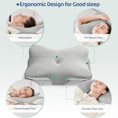 JOYENERGY Ergonomic Memory Foam Cervical Pillow for Neck and Shoulder Pain