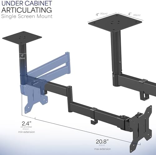 VIVO Black Under Cabinet 13-27" Single Monitor, Small TV Mount, MOUNT-VC01A