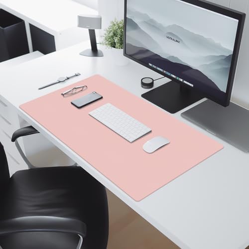 Leather Desk Pad Mat, Pink Desk Mat, 35.4" x 16.9"