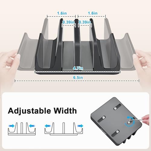 JARLINK 4-in-1 Adjustable Vertical Laptop Stand, Aluminum Holder, Black