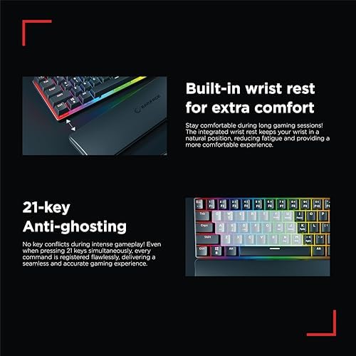 Rampage Plower K60 Mechanical Gaming Keyboard – 62 Keys, LED Backlit, Anti-Ghosting, 1.5M USB Wired, Compact 60% Layout, Windows & Mac Compatible, Black(Blue Switch)