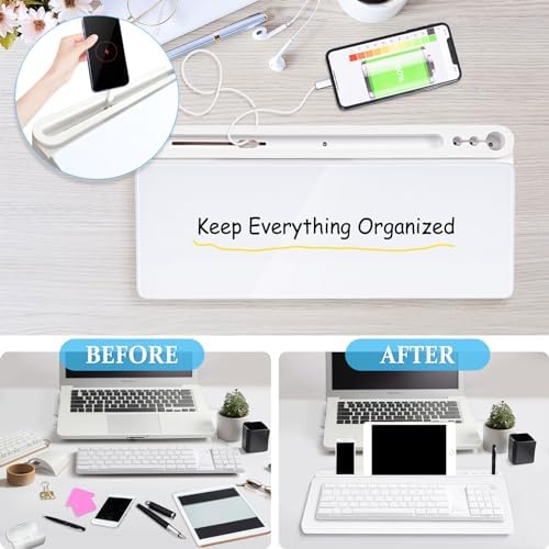 DOLLAR BOSS Glass Desk Whiteboard Small Dry Erase Board, White