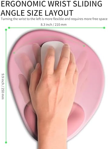 Palm-Rest and Wrist-Hugging Mouse Pad Wrist Rest, Ergonomic Wrist Support with Curve Fitting Cushioned Memory Foam for Carpal Tunnel Pain Relief, 9.9 x 8.3 Inch, Blush Gradient