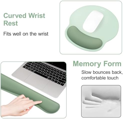 MOSISO Wrist Rest Support for Mouse Pad&Keyboard Set, Antique Green