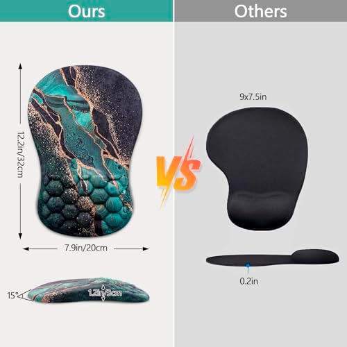 Ergonomic Mouse Pad Wrist Rest, 15° Memory Foam, Non-Slip PU Base