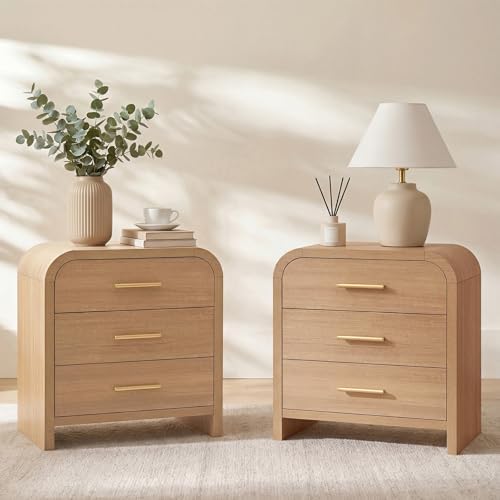 Night Stand Set of 2, 3-Drawer