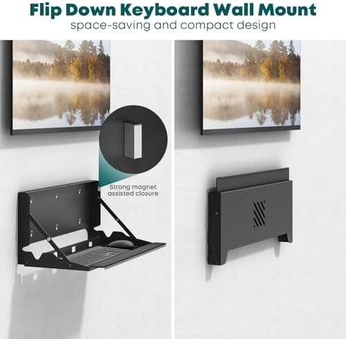 Flip Down Wall Mount Keyboard Tray, 24 Inch Keyboard Holder