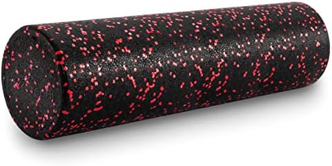 ProsourceFit High Density Foam Rollers 24 - inches long, Firm Full Body Athletic Massage Tool for Back Stretching, Yoga, Pilates, Post Workout Muscle Recuperation, Black/Red