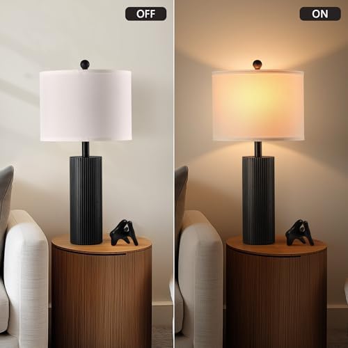 24.5” Table Lamps for Living Room Set of 2, Touch Control, Black
