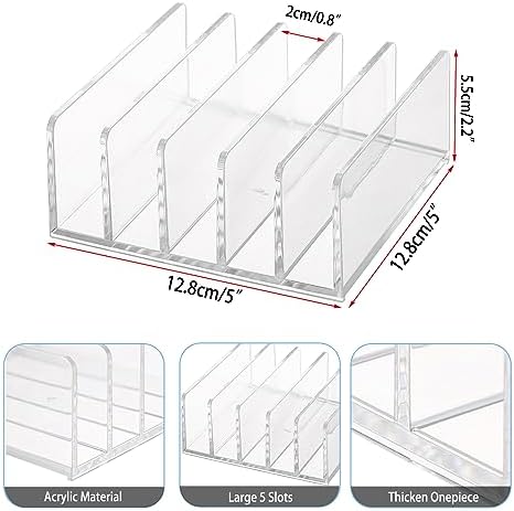 Hipiwe 2-Pack Acrylic File Organizer for Sorting Mail - 5 Slot Mail Sorter