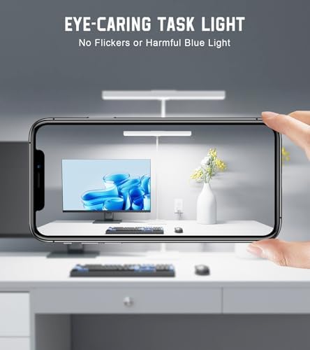 LED Desk Lamp for Home Office with Base, Eye-Caring Desk Light 12W, White