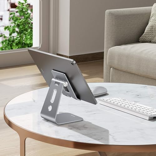 OMOTON T2 Tablet Stand for Desk, Aluminum Holder for iPad Pro/Air,Grey