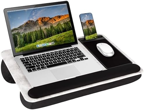 LAPGEAR Home Office Pro Lap Desk – White Marble, Fits 15.6” Laptops