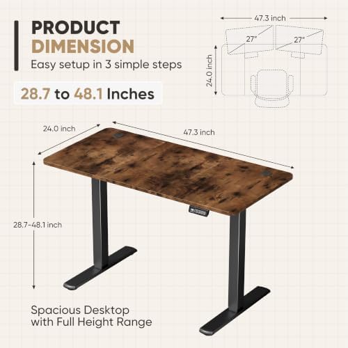 Furmax 48 Inches Electric Height Adjustable Standing Desk Home Office Desk