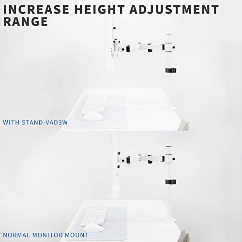 VIVO Height Adjustable VESA Adapter for Single 13 to 27 inch Monitor, Accessory Bracket Kit for Individual Screen, White, STAND-VAD3W