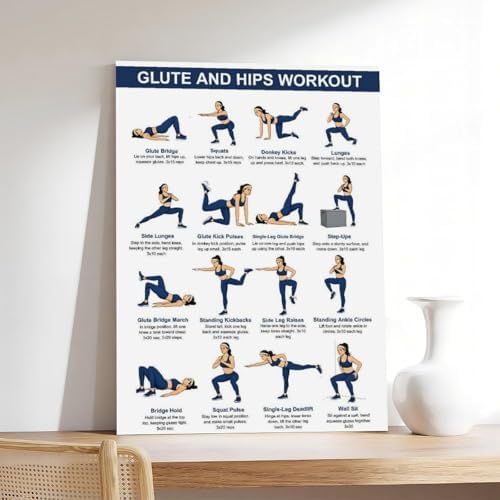 Glute And Hips Workout for Women Lower Body Exercise Chart Leg And Glute Home Gym Fitness Canvas Poster Bedroom Decor Room Decor Unframe 24x36inch