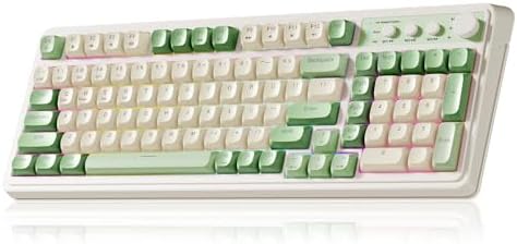 AULA S99 Gaming Keyboard, Wireless Green Creamy Computer Keyboards