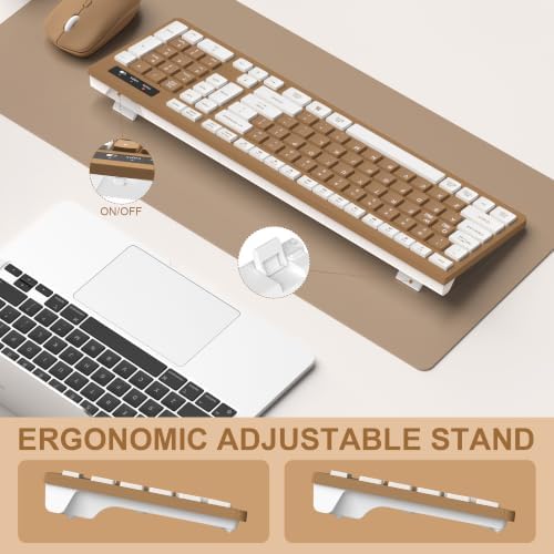 Wireless Keyboard and Mouse Combo Silent for Office and Home(Mocha Color-A)
