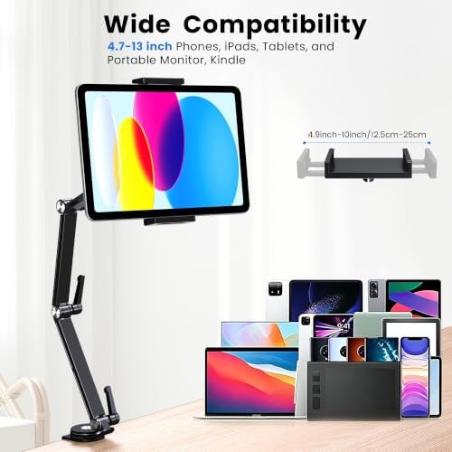 CreaDream Tablet Stand Holder, Aluminum Extendable iPad Arm Mount for Desk