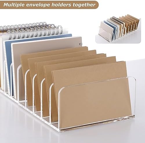 SANRUI Clear Mail Organizer Desk Sorter, Acrylic Letter File Holder 5-Slot