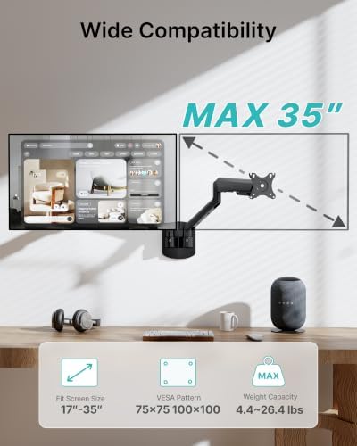 PEGZONE Dual Monitor Wall Arm 17"-35" Ultrawide 26.4Lbs VESA Black