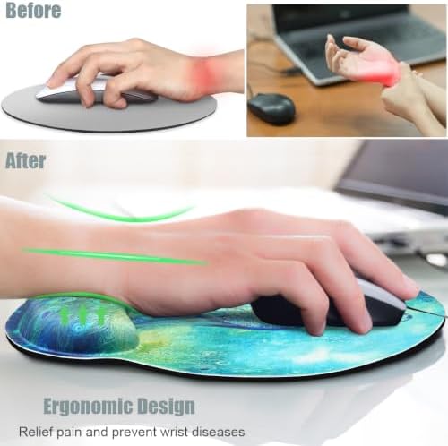 Colored Mouse Pad for Desk with Wrist Rest,Desk Accessories,Peacock