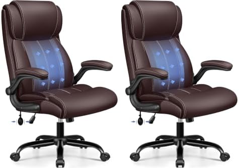 BESTFAIR Ergonomic High Back Office Chair, Adjustable Lumbar, Coffee 2 Pack