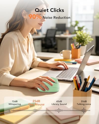 KYSONA Ergonomic Mouse Wireless, Bluetooth Vertical Mouse, 5-Level Adjustable DPI, 2.4G Silent Switch Mice for Windows, MacOS, IPadOS, Laptop, PC, Green