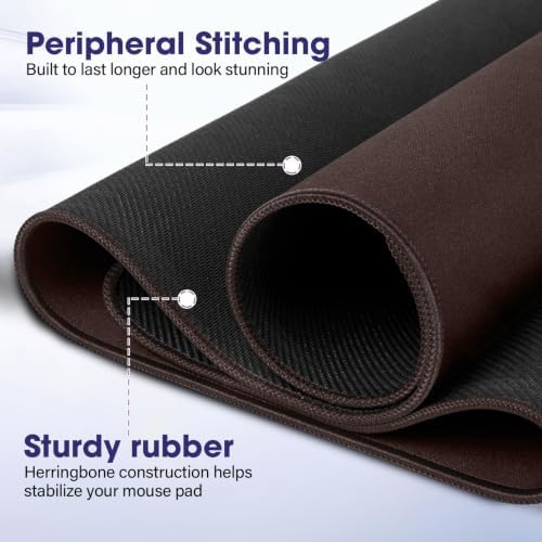 31.5" x 15.7" Waterproof Fabric Mouse Mat, Rubber Anti-Slip Base, Brown