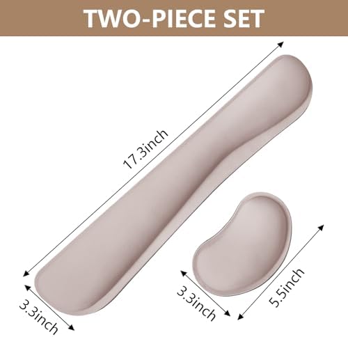 Wrist Rest for Computer Keyboard and Mouse, Ergonomic Design Wrist Support Pad for Keyboard, Soft Memory Foam Desk Pads Support Hand and Arm Easy Typing Pain Relief, 2 Piece Pad, Cream Pink