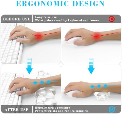 Gel Cloud Keyboard and Mouse Wrist Rest, Cute Wrist Support and Arm Support Keyboard Rest for Keyboard and Mouse Typing Pain Relief，Suitable for Office/Computer/Laptop/Gaming（White）