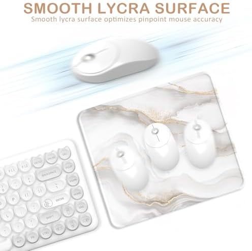 eulps Mouse Pad with Stitched Edge, Multiple Patterns Computer Mouse Pads with Non-Slip Rubber Base, Washable Cloth Mousepad, for Gaming, Laptop, PC (Ivory Marble)