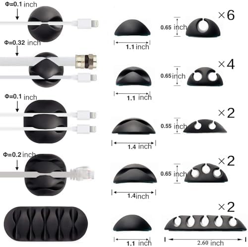 16PCS Cable Clips, Self Adhesive Cord Holder Organizer Wire Management