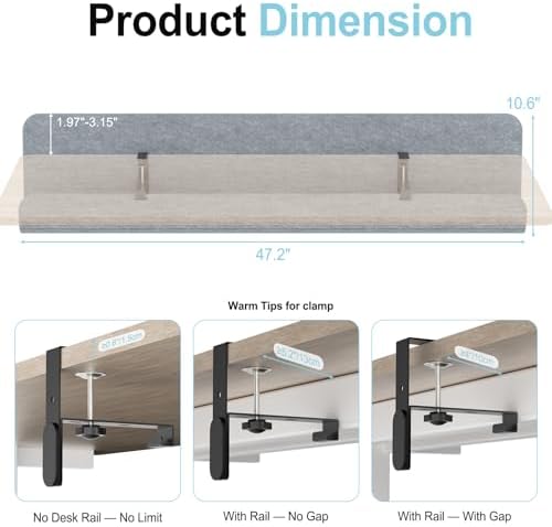 47.2" Under Desk Cable Management Tray, No Drill Cable Organizer for Table
