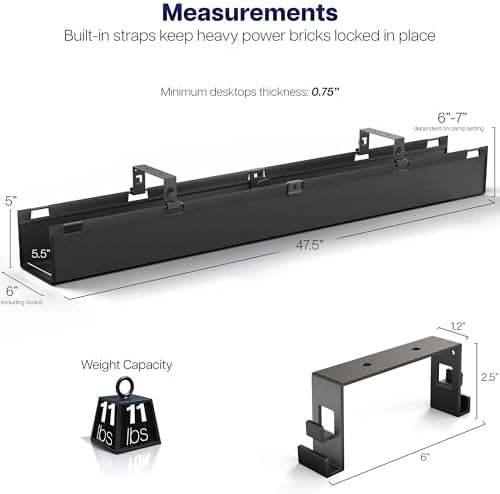 VIVO Black Screw-on 47 in Fabric Cable Management Tray, DESK-AC47F-S