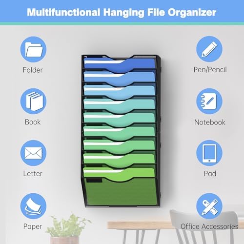 Kuntine.B Wall File Organizer Office Hanging Magazine Holder Wall File Organizer for Office Home