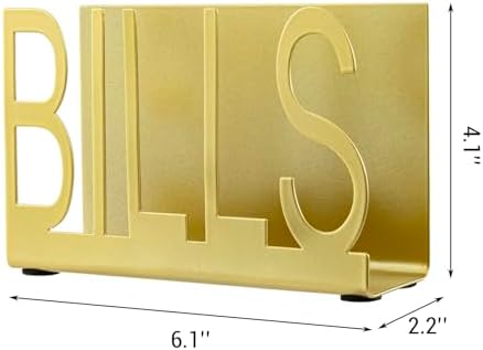 MyGift Gold Metal Mail Sorter, Desktop Bills Letter Holder Organizer
