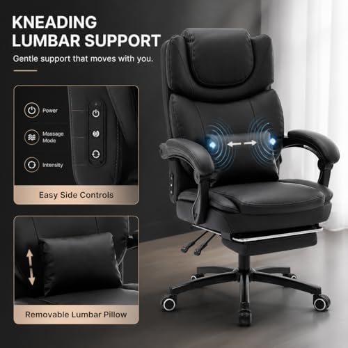 Big and Tall Massage Heat Office Chair for Executive Gaming People