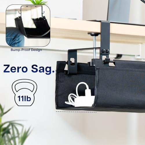 VIVO Black Clamp-on 47 in Fabric Cable Management Tray, DESK-AC47F-C