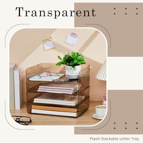 Harloon 4 Tier Paper Organizer Clear Gray Letter Tray Acrylic File Tray