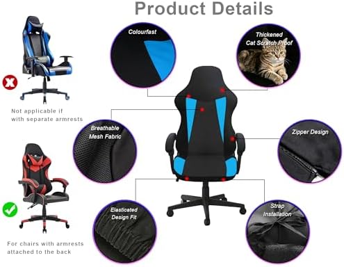 Gaming Chair Covers Only,Stretchable Fit Thick Breathable Mesh