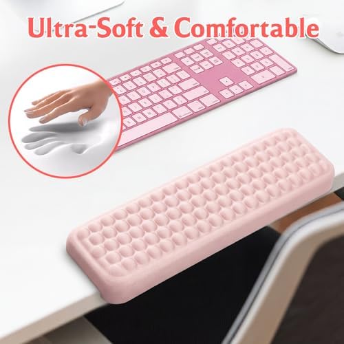 Arm Rest for Desk, L-Shaped Memory Foam Elbow Pads with Non-Slip Base, 2-Piece Ergonomic Desk Edge Cushion & Wrist Rest for Mouse & Keyboard, Desk Arm Support for Office, Gaming & Home (Pink)